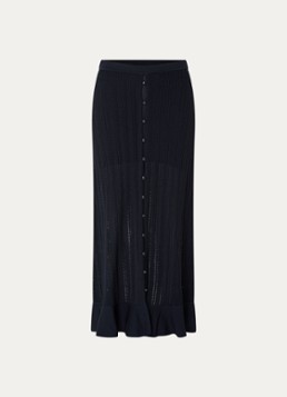 Claudie Pierlot Dames Marc grofgebreide midi rok met sierknopen in de kleur Donkerblauw