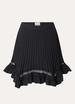 Claudie Pierlot Dames Minirok met plissé en details van kant in de kleur Zwart