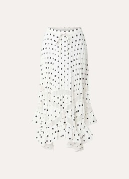 Claudie Pierlot Dames Midi rok met stippenprint en plissé in de kleur Gebroken wit