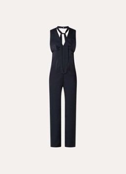 Claudie Pierlot Dames Jade loose fit jumpsuit met strikkraag in de kleur Donkerblauw