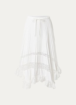 Claudie Pierlot Dames Midi rok met broderie en plooien in de kleur Gebroken wit