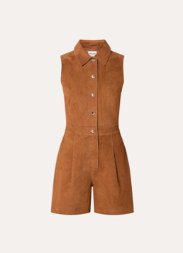 Claudie Pierlot Dames Charline playsuit van geitensuède in de kleur Camel