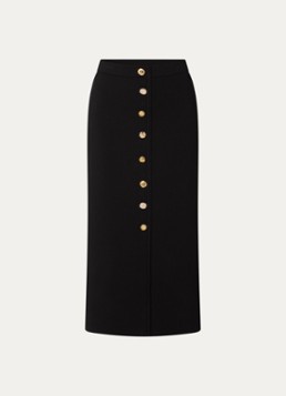 Claudie Pierlot Dames Monarque fijngebreide midi rok met sierknopen in de kleur Zwart