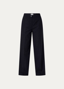 Claudie Pierlot Heren Bicolore high waist straight fit pantalon met streepprint in de kleur Donkerblauw