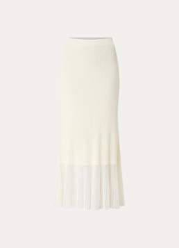 Claudie Pierlot Dames Maxi rok met ribstructuur in de kleur Gebroken wit