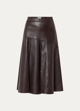Claudie Pierlot Dames Midi kokerrok van lamsleer met plooien in de kleur Bordeauxrood