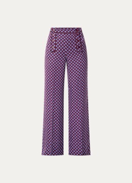 Claudie Pierlot Dames High waist wide fit pantalon met grafische print in de kleur Bordeauxrood