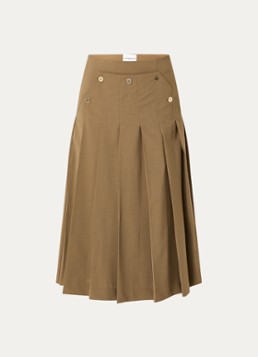 Claudie Pierlot Dames Midi rok in wolblend met plissé in de kleur Camel