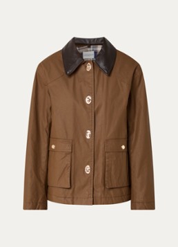 Claudie Pierlot Dames Carlita gewatteerde jack met details van leer in de kleur Bruin