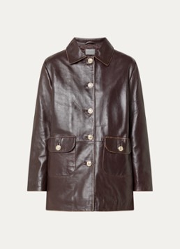 Claudie Pierlot Dames Trenchcoat van lamsleer met klepzakken in de kleur Roodbruin