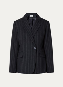 Claudie Pierlot Dames Bicolore blazer in wolblend met streepprint en klepzakken in de kleur Zwart