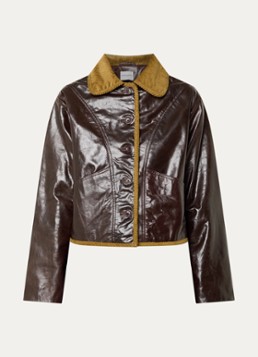 Claudie Pierlot Dames Jack van geitenleer met details van corduroy in de kleur Bordeauxrood