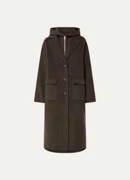 Claudie Pierlot Dames Mantel in wolblend met uitneembare voering in de kleur Donkerbruin