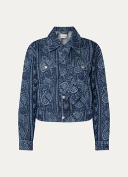 Claudie Pierlot Dames Spijkerjas met print en sjaalkraag in de kleur Indigo