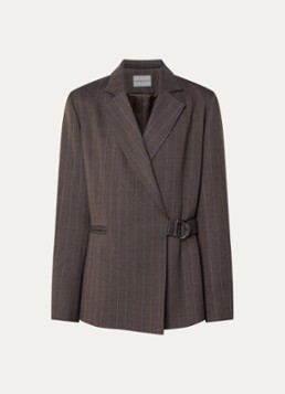Claudie Pierlot Dames Blazer in wolblend met paspelzakken in de kleur Chocoladebruin
