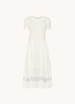 Claudie Pierlot Dames Teli 2-in-1 midi jurk met opengewerkt detail in de kleur Gebroken wit