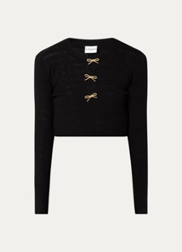 Claudie Pierlot Dames Ribgebreide mini tuniekjurk met sierknopen in de kleur Zwart