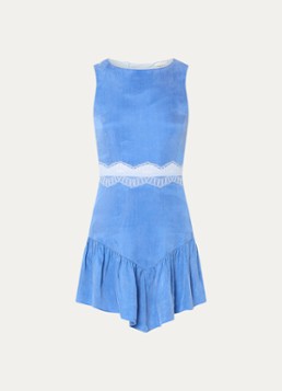 Claudie Pierlot Dames Relly mini jurk met details van kant in de kleur Blauw