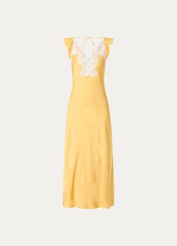 Claudie Pierlot Dames Midi jurk met cut-out detail in de kleur Okergeel