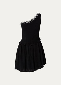 Claudie Pierlot Dames Grofgebreide mini jurk met applicatie in de kleur Zwart