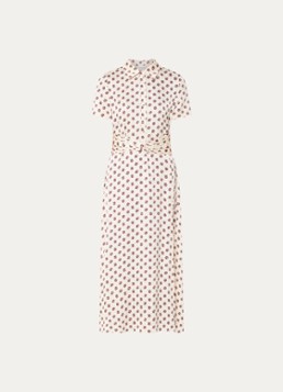 Claudie Pierlot Dames Rismana midi tuniekjurk met bloemenprint in de kleur Gebroken wit