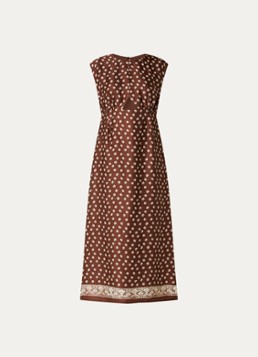 Claudie Pierlot Dames Midi jurk met bloemenprint en cut-out detail in de kleur Bruin
