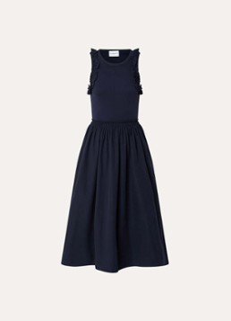 Claudie Pierlot Dames Taprina maxi jurk met ruches in de kleur Donkerblauw