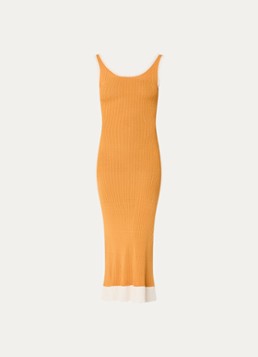 Claudie Pierlot Dames Marletta kabelgebreide maxi jurk met volant in de kleur Donkeroranje