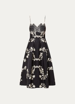 Claudie Pierlot Dames Midi jurk met bloemenprint en borduring in de kleur Zwart