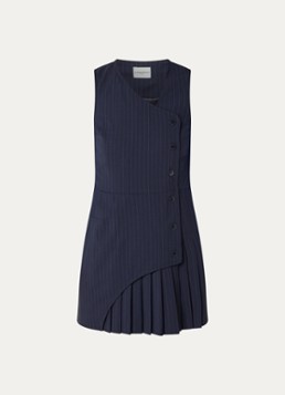 Claudie Pierlot Dames Mini blazerjurk in wolblend met plooien en krijtstreep in de kleur Donkerblauw