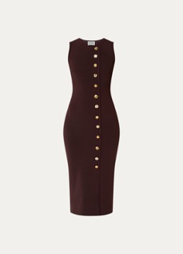 Claudie Pierlot Dames Midi jurk met sierknopen in de kleur Donkerbruin