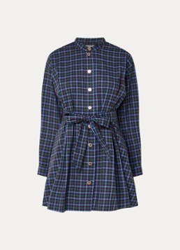 Claudie Pierlot Dames Mini blousejurk met ruitdessin in de kleur Blauw