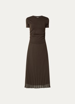 Claudie Pierlot Dames Maxi jurk met plissé in de kleur Donkerbruin
