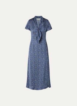 Claudie Pierlot Dames Rosace midi jurk met sjaalkraak en paisley dessin in de kleur Blauw