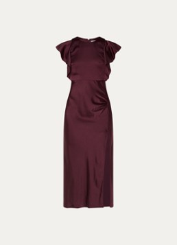 Claudie Pierlot Dames Maxi jurk van satijn met split in de kleur Bordeauxrood