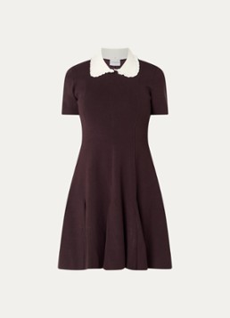 Claudie Pierlot Dames Midi jurk met kraag in de kleur Aubergine