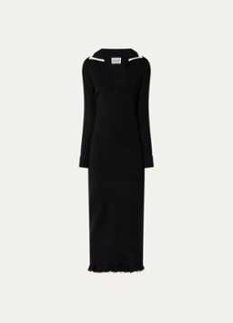 Claudie Pierlot Dames Maxi jurk in wolblend met split in de kleur Zwart