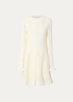 Claudie Pierlot Dames Multico fijngebreide mini jurk met ingebreid patroon in de kleur Gebroken wit