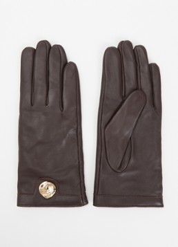Claudie Pierlot Dames Handschoenen van lamsleer in de kleur Chocoladebruin