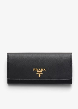 Prada Dames Large portemonnee van leer in de kleur Zwart