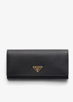 Prada Dames Large portemonnee van kalfsleer in de kleur Zwart