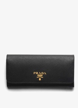 Prada Dames Large portemonnee van leer in de kleur Zwart