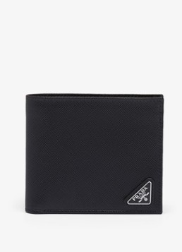 Prada Heren Portemonnee van leer in de kleur Zwart