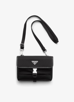Prada Heren Re-Nylon crossbodytas met leren details in de kleur Zwart