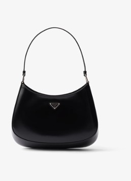 Prada Dames Cleo schoudertas van leer in de kleur Zwart