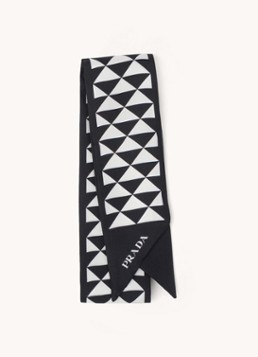Prada Dames Sjaal van zijde met print 85 x 5 cm in de kleur Zwart