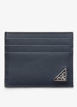 Prada Heren Pasjeshouder van leer in de kleur Blauw