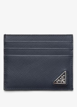 Prada Heren Pasjeshouder van leer in de kleur Donkerblauw