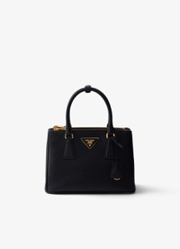 Prada Dames Galleria Small handtas van kalfsleer in de kleur Zwart