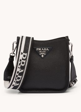 Prada Dames Mini schoudertas van leer in de kleur Zwart